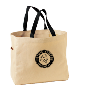 Natural Beige Faith in Bold Tote Bag